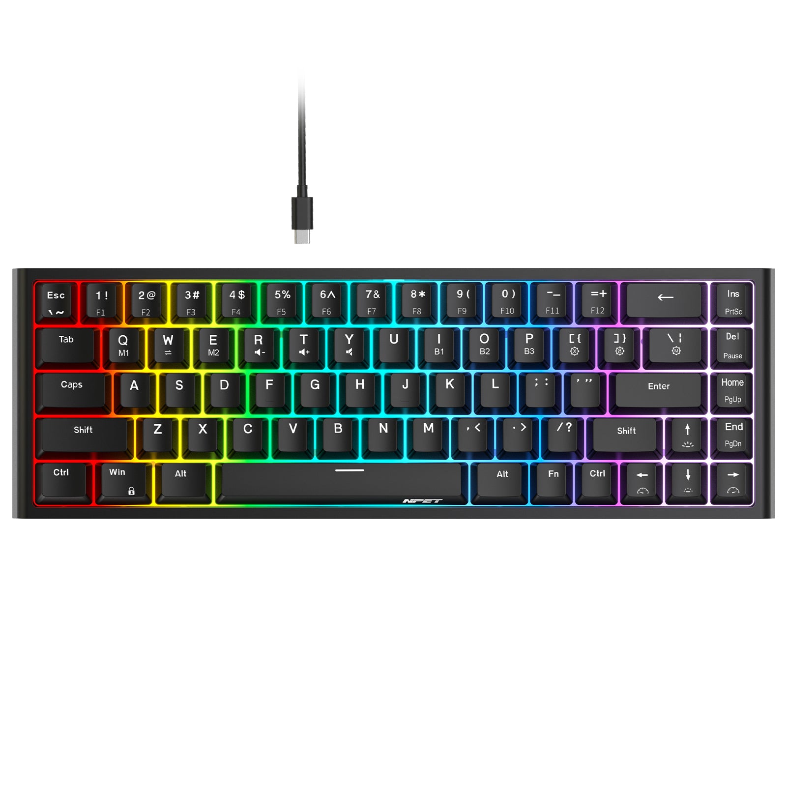 NPET K621 60% Gaming Keyboard, Triple Mode 2.4G/BT5.0/USB-C RGB Backlit Keyboard