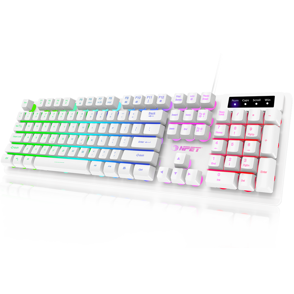 NPET K10 Backlit Gaming Keyboard, White