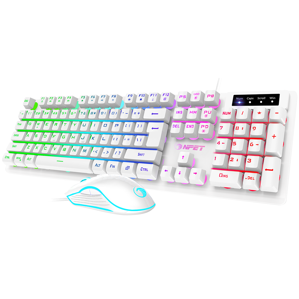 NPET S20 Wired Gaming Keyboard and Mouse Combo, White