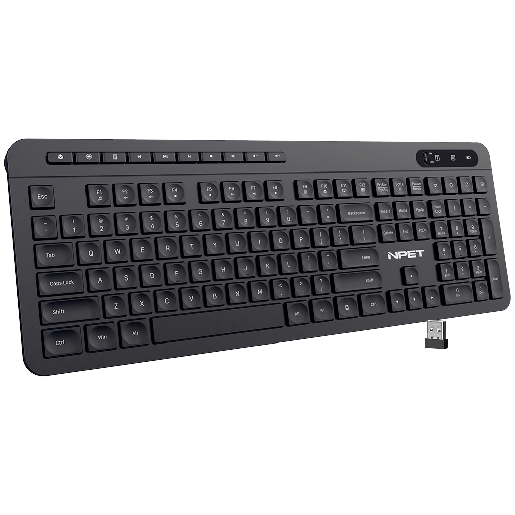 NPET WK20 2.4G Wireless Keyboard, Black