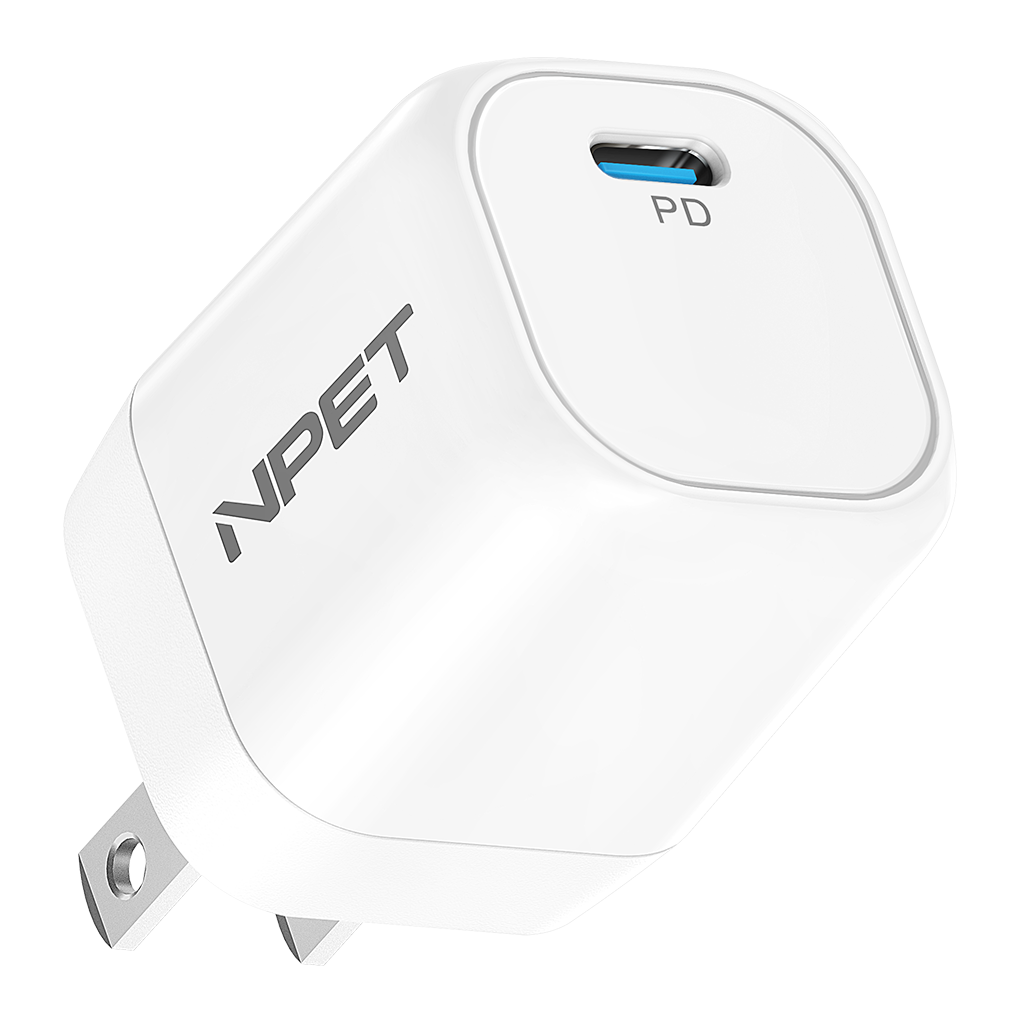 NPET UC20 USB C Charger 33W with Foldable Plug White